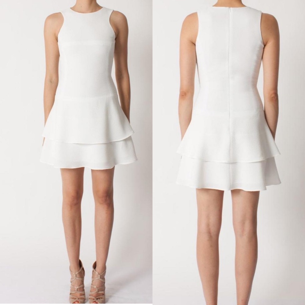 Black Halo White Ruffle Cheryl Mini Dress